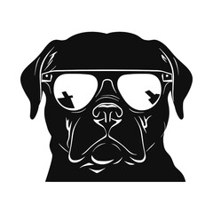 Rottweiler, Silhouettes Dog Face SVG, black and white Rottweiler vector