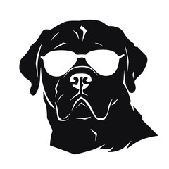 Rottweiler, Silhouettes Dog Face SVG, black and white Rottweiler vector