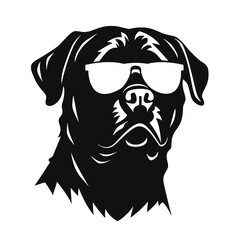 Rottweiler, Silhouettes Dog Face SVG, black and white Rottweiler vector