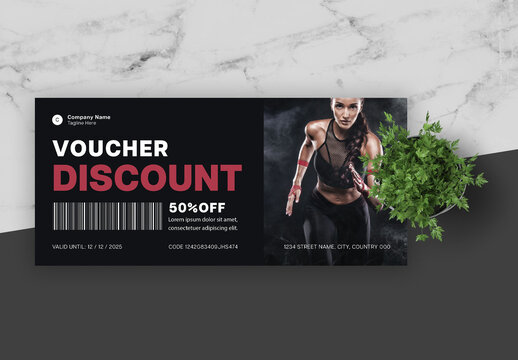 Black and Red Bold Minimalist Voucher