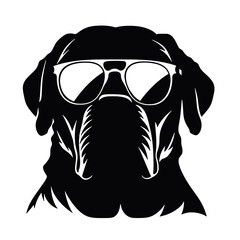 Rottweiler, Silhouettes Dog Face SVG, black and white Rottweiler vector