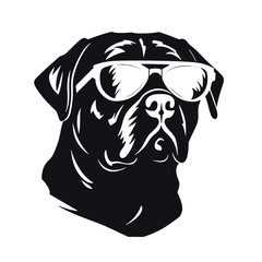 Rottweiler, Silhouettes Dog Face SVG, black and white Rottweiler vector