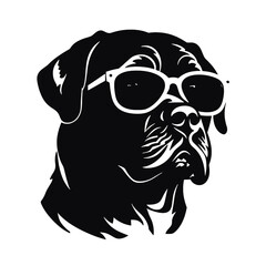 Rottweiler, Silhouettes Dog Face SVG, black and white Rottweiler vector