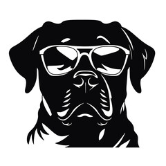 Rottweiler, Silhouettes Dog Face SVG, black and white Rottweiler vector