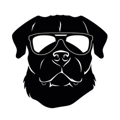 Rottweiler, Silhouettes Dog Face SVG, black and white Rottweiler vector