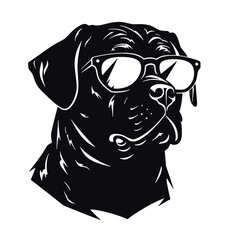 Rottweiler, Silhouettes Dog Face SVG, black and white Rottweiler vector