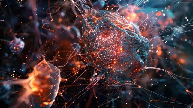 Growth Through Learning and AI A visually rich depiction of an AI entity evolving amidst a network of knowledge representing growth through continuous learning Bright interconnected paths