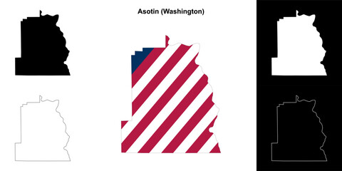 Asotin County (Washington) outline map set