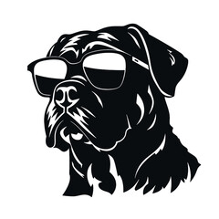 Rottweiler, Silhouettes Dog Face SVG, black and white Rottweiler vector