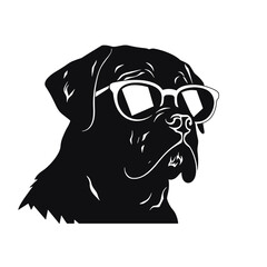 Rottweiler, Silhouettes Dog Face SVG, black and white Rottweiler vector