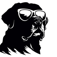 Rottweiler, Silhouettes Dog Face SVG, black and white Rottweiler vector