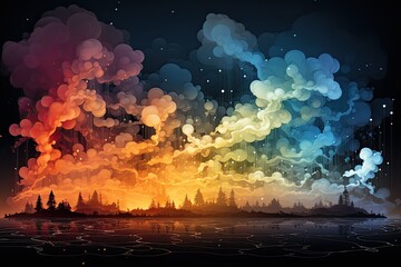 Fototapeta premium Abstract background illustrating the diverse symbolic meanings of a rainbow across different cultures. Capturing the universal significance and diversity of interpretations, Generative AI.