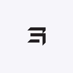 S letter initial logo with negative space shadow style - black and white