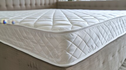 Close up detail of white mattress protection cover on the bed for enhanced search relevance