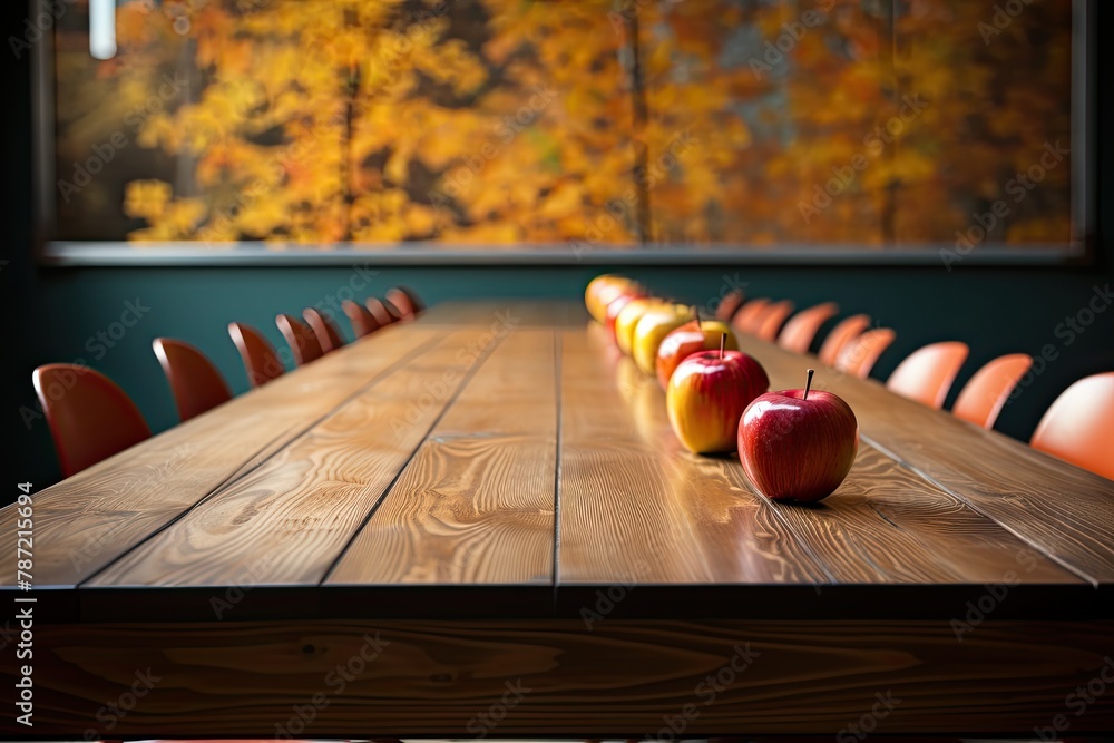 Poster A table with a blackboard, suitable for use in an office or a school classroom. The setting encourages productivity, creativity, and collaboration in various environments, Generative AI.