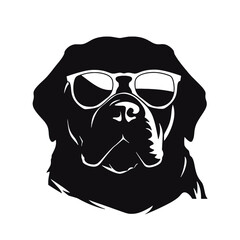 rottweiller head symbol silhouette flat design vector illustration. Dog Logo