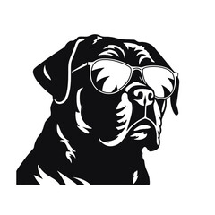 rottweiller head symbol silhouette flat design vector illustration. Dog Logo
