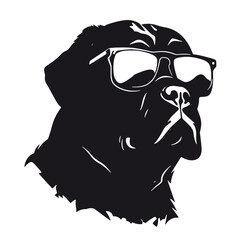 rottweiller head symbol silhouette flat design vector illustration. Dog Logo
