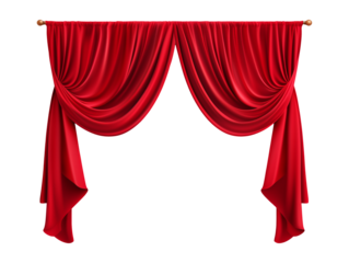 red velvet curtain isolated