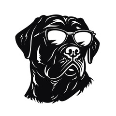 rottweiller head symbol silhouette flat design vector illustration. Dog Logo