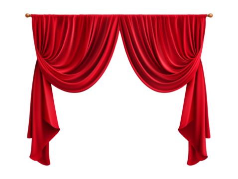 red velvet curtain isolated