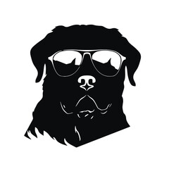 rottweiller head symbol silhouette flat design vector illustration. Dog Logo