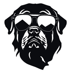 Rottweiler, Silhouettes Dog Face SVG, black and white Rottweiler vector