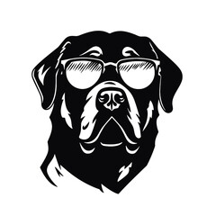 Rottweiler, Silhouettes Dog Face SVG, black and white Rottweiler vector