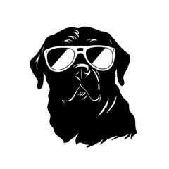 Rottweiler, Silhouettes Dog Face SVG, black and white Rottweiler vector