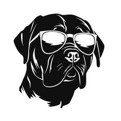 Rottweiler, Silhouettes Dog Face SVG, black and white Rottweiler vector