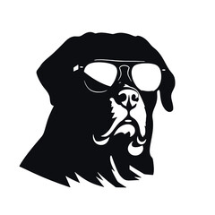 Rottweiler, Silhouettes Dog Face SVG, black and white Rottweiler vector