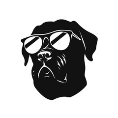 Rottweiler, Silhouettes Dog Face SVG, black and white Rottweiler vector