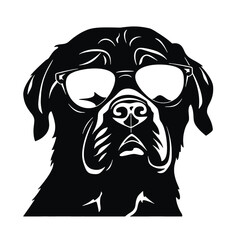 Rottweiler, Silhouettes Dog Face SVG, black and white Rottweiler vector