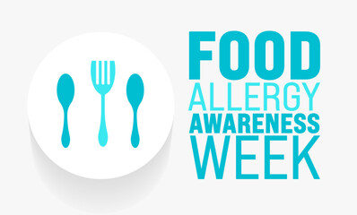 May is Food Allergy Awareness Week background template. Holiday concept. use to background, banner, placard, card, and poster design template with text inscription and standard color. vector