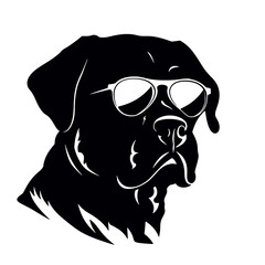 Rottweiler, Silhouettes Dog Face SVG, black and white Rottweiler vector
