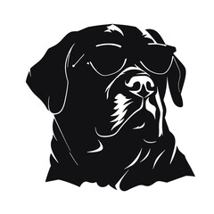 Rottweiler, Silhouettes Dog Face SVG, black and white Rottweiler vector