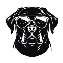 Rottweiler, Silhouettes Dog Face SVG, black and white Rottweiler vector