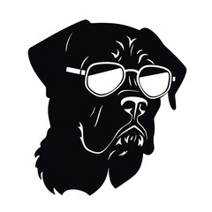 Rottweiler, Silhouettes Dog Face SVG, black and white Rottweiler vector