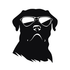 Rottweiler, Silhouettes Dog Face SVG, black and white Rottweiler vector