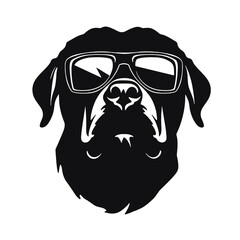 Rottweiler, Silhouettes Dog Face SVG, black and white Rottweiler vector