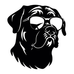 Rottweiler, Silhouettes Dog Face SVG, black and white Rottweiler vector