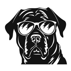 Rottweiler, Silhouettes Dog Face SVG, black and white Rottweiler vector