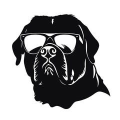 Rottweiler, Silhouettes Dog Face SVG, black and white Rottweiler vector