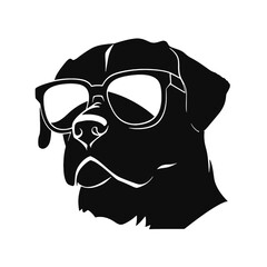 Rottweiler, Silhouettes Dog Face SVG, black and white Rottweiler vector