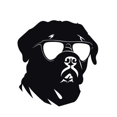 Rottweiler, Silhouettes Dog Face SVG, black and white Rottweiler vector