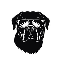 Rottweiler, Silhouettes Dog Face SVG, black and white Rottweiler vector