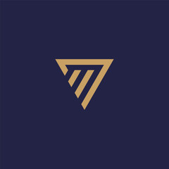 VM monogram logo in gold triangle shape.e - obrazy, fototapety, plakaty