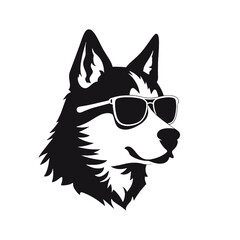 Husky silhouette. Husky black icon on white background