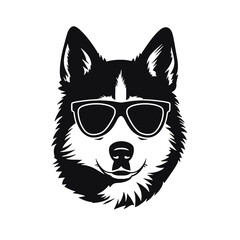 Husky silhouette. Husky black icon on white background