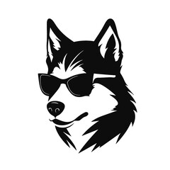 Husky silhouette. Husky black icon on white background